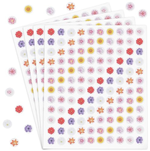 SOFPLATE 20 Blatt 2400 Stück Mini Blumenaufkleber Kleine Belohnungsaufkleber 13mm Rund Selbstklebend Dekorative Blumenaufkleber Für Scrapbooking Kalender Wasserflaschen Laptop Album Tagebücher Planer