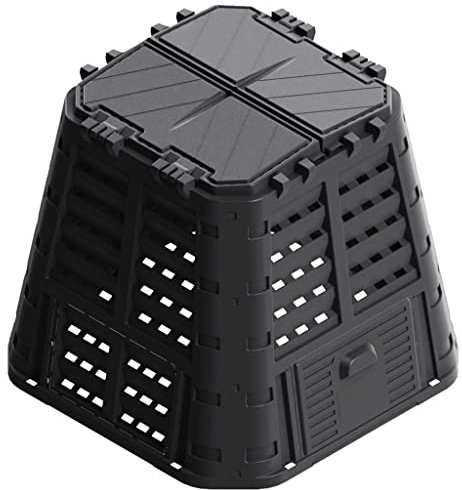 Composteur de Jardin, Bac à Compost Composteur Thermique Compostage Rapide pour Déchets Noir 93,3x93,3x80 cm 480 L