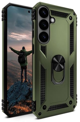 ONEFLOW für Samsung Galaxy S26 Hülle mit Handygriff Ständer, Outdoor Schutzhülle stoßfest Panzerhülle mit Kameraschutz, Handyhülle Hybrid TPU Case, Titan Cover, matt Grün