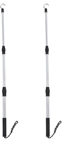 Abaodam 2 Sets Attic Ladder Pull Down System Kit with Aluminum Alloy Hook and Rope, Secure and Safe Access for Garage Doors and Attic Hatches, Extendable Telescoping Ladder Rod for Loft