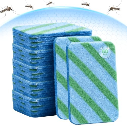 60 Piezas Pastillas de Recambio Antimosquitos, Recambios Compatibles con la Mayoría de Difusores Estándar, Protección Eficaz para Interiores, Dormitorios y Exteriores, Uso en Verano