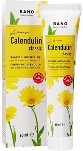Bano Arlberger Calendulin Ringelblumensalbe I für trockene Haut I unterstützt die Wundheilung I geeignet als Narbencreme I mit Vitamin E I 60ml Tube