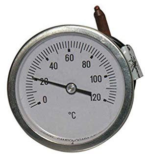 TERMOMETRO CAPILLARE FISSAGGIO STAFFA x CALDAIE E FORNI Diam 60mm scala 0/120gr
