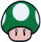 Grün Pilz 1Up Patch Embroidered Iron on Badge Aufnäher Kostüm Mario Kart/SNES/Mario World/Super Mario Brothers/Mario All Stars Cosplay