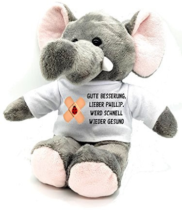 Kilala KuschKilala Kuscheltier Elefant, Gute Besserung, personalisiert mit Namen, weich und waschbar, 21 cm groß, Geschenk zur Genesung, für kranke Kinder bei Krankenhausbesuch