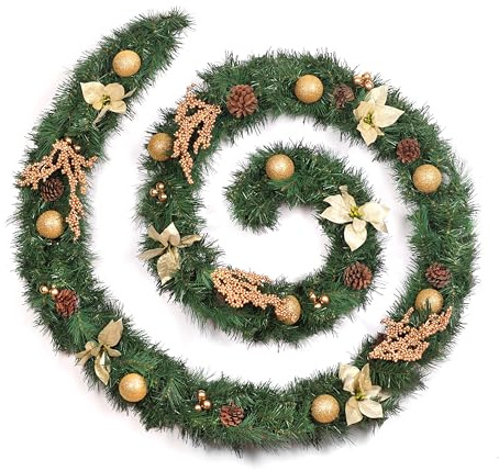 Best Artificial Cream Gold Decorated Christmas Garland (12ft Garland)