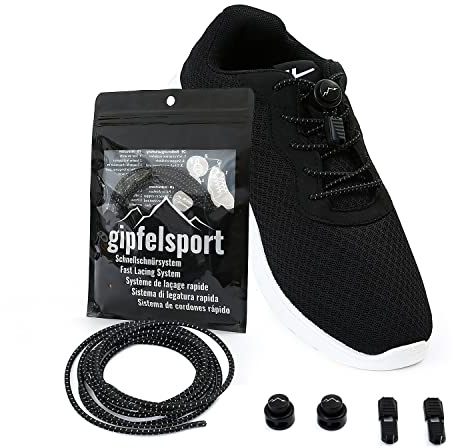 gipfelsport Elastische Schnürsenkel mit Schnellverschluss - Gummi Schnellschnürsystem ohne Binden | Schnürsystem für Kinder, Herren, Damen