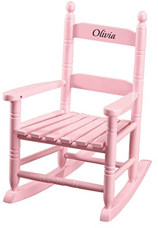 Miles Kimball Custom Pink Children's Rocker - Black Font