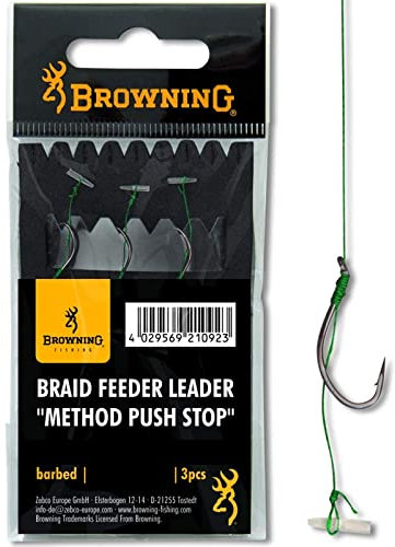 Browning Bronze 8 Braid Feeder Leader Method Push Stop 6,4kg,14lbs 0,12mm 10cm 3Stück, 8
