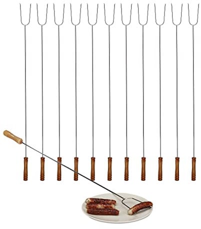 Relaxdays 18x Brochettes de Grill Piques pour Barbecue grillades en INOX Couverts Viande légume 80 cm, Nature/Argent
