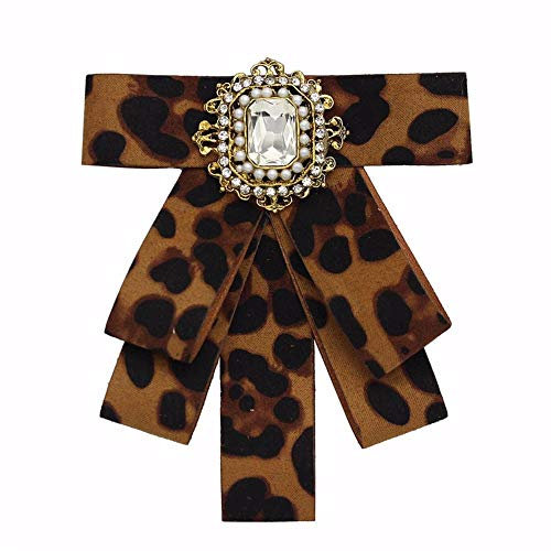 Fleur De Cristal Coloré Broches Noeud Papillon pour Les Femmes Fashion Leopard Imprimer Collier Cadeaux Bijoux Corsage en Tissu
