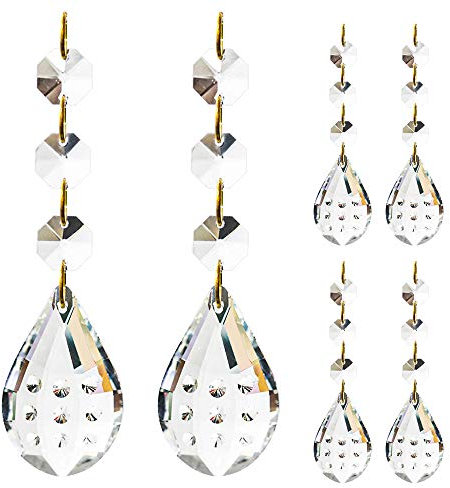 Araña de lágrima de Cristal, Candelabro de Cristal de 6 Piezas, Araña de Fiesta de Bodas Gota de Cristal, Candelabros de Cristal para decoración del hogar (5cm)