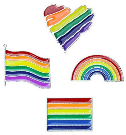 NUOBESTY Regenbogen-Broschen, Regenbogen-Herz-Flagge, Emaille, Anstecknadel, LGBT Pride Kleid Zubehör für Frauen Mädchen, 4 Stück