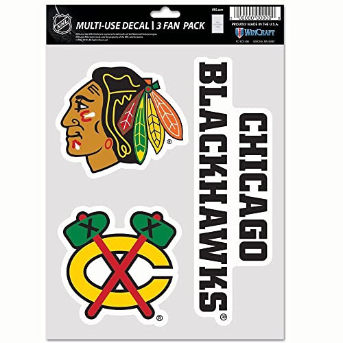 Wincraft Chicago Blackhawks Multi-Use NHL Aufkleber-Set (3 STK.)