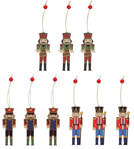 BESPORTBLE 9Pcs Nussknacker Hängen Ornament Holz Nussknacker Figuren Weihnachten Hängende Dekoration für Weihnachtsbaum Figuren Puppenspielzeug Geschenke