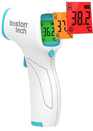Termómetro Digital Boston Tech Termómetro Frente Infrarrojo sin Contacto Termómetro Bebés y adultos, Médico Termometros pantalla Retroiluminada de Tres Colores, Temperatura de Lectura Instantánea