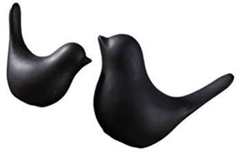 WINOMO 2Pcs Keramik Vogel Figuren Home Decor Moderne Vogel Figuren Kleine Keramik Vogel Ornamente Home Büro Dekoration (Schwarz)