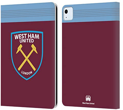Head Case Designs Offizielle West Ham United FC Home 2019/20 Crest Kit Leder-Wallet-Hülle Kompatibel mit Apple iPad Air 11 2020/2022/2024/2025
