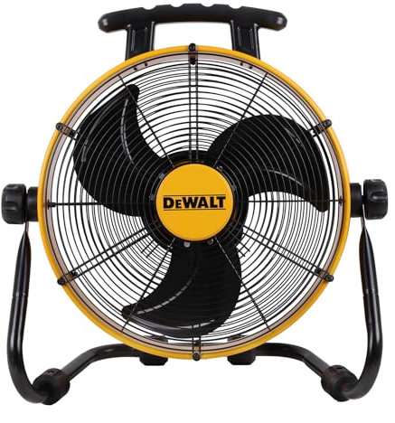 DEWALT DXF1840 High-Velocity Industrial,Floor,Drum,Barn,Warehouse Fan Heavy Duty Mover Portable Air Circulator 3-Speed Adjustable Tilt, 18, Yellow