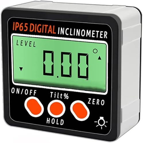 ANCLLO Digitaler LCD Winkelmesser IP65 -Winkelmesser-Neigungsmesser 0-360 ° Elektronische Winkelmesser Aluminiumlegierung Shell Digital Bevel Box Winkelmesser Meter Magneten Basis
