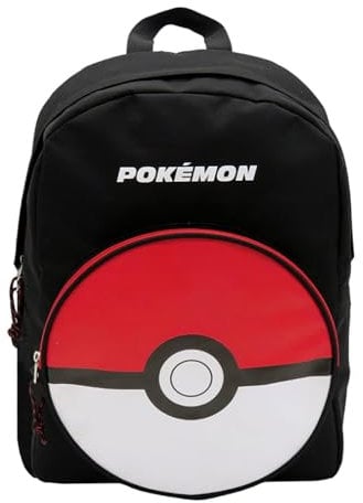 CYPBRANDS Pokémon- Mochila Juvenil Pokeball, Adaptable a Trolley, Material Escolar, Mochilas, Color Negro, Producto Oficial