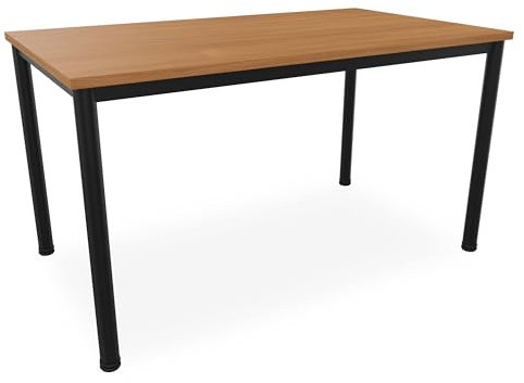 Schreibtisch u. Besprechungstisch mit schwarzem Tischgestell | Konferenztisch Bürotisch Computertisch Mehrzwecktisch Arbeitstisch PC-Tisch Homeoffice-Tisch (buche, 140 x 80 x 77,5 cm)