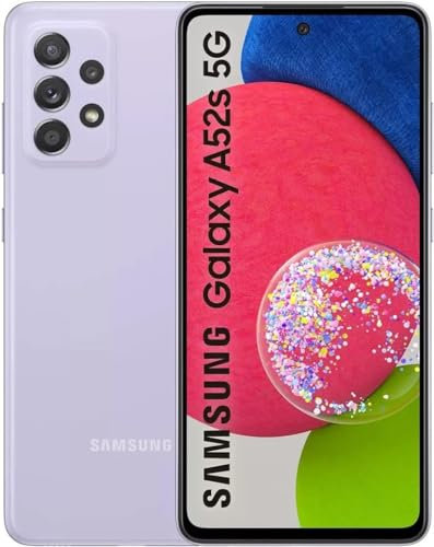 Samsung Galaxy A52s 5G Smartphone ohne Vertrag 6.5 Zoll Infinity-O FHD+ Display 4.500 mAh Akku und Super-Schnellladefunktion, Android 11 to 13 - Deutsche Version (Purple)