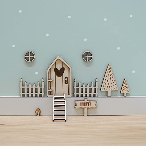Magische Wichteltür für Kinder – Personalisierbar & Handgefertigt | Weihnachten Set | Alternativer Adventskalender | Advent Wichtel Tür mit Namen aus Holz | Made in Germany | hellomini (Kleines Set)