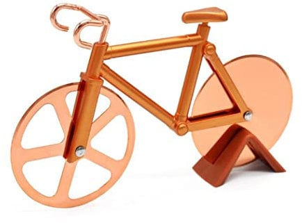 Hoshen Creative Bicycle Shape Pizza Cutter, Dough Divider, Stainless Steel Pizza Cutter Wheel, Biscuit Cutter, 1 Piece, Rose Gold