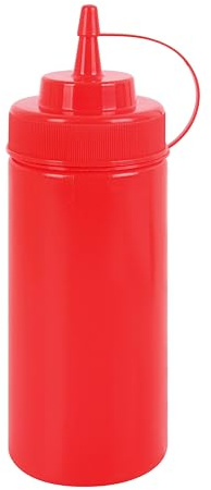 METRO Professional Quetschflasche, PE/PP, 490 ml, mit Verschlusskappe ideal für Ketchup, Senf, Mayo, Soßen oder Olivenöl, rot