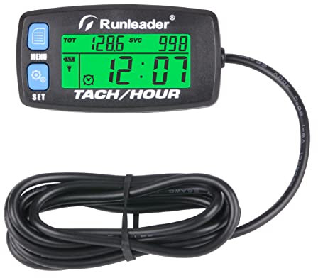 NInE-ROnG Digital Hour Meter with Backlight Maintenance Battery Replaceable Programmable Clock for Generator Lawn Mower ATV Motorcycle Chainsaws Minibike Outboard