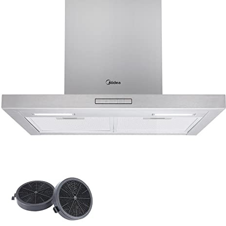 Midea HW 4.60 Wandhaube Dunstabzugshaube 60cm Wandhaube 650m³/h Edelstahl, 4 Geschwindigkeitsstufen, Abzugshaube für Küchen, Dunstabzugshaube mit Filter, Silber