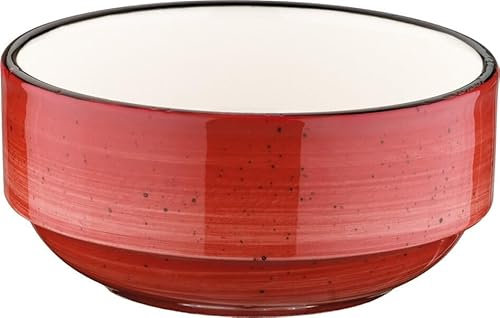 Bonna 6x Aura Passion Banquet Stapelschale Schälchen rund 12cm 35cl 5,3cm tief Rot Creme APSBNC12JO Dipschalen Snackschalen Desserschalen Geschirr