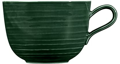 Seltmann Weiden Terra Milchkaffeetasse, 400 ml, Cappuccinotasse mit spiralförmigem Relief, Spülmaschinen- und mikrowellenfest, Porzellan, Moosgrün