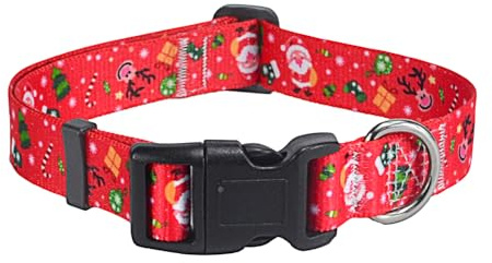 Mihqy Weihnachten Hundehalsband, Verstellbares, Weich & Komfort Hunde Halsband für Kleine Mittlere Große Hunde Welpen Katzen（Weihnachten,XS