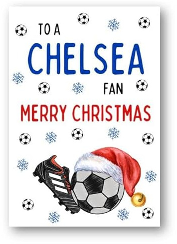 Second Ave Chelsea Fußball-Fan für Erwachsene, Kinder, Weihnachten, Urlaub, festliche Grußkarte
