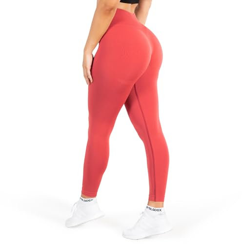 SMILODOX Leggings Damen Amaze Pro mit Scrunch, Butt Lift Sporthose High Waist V-Shape Trainingshose Seamless Blickdicht Yogahose Für Sport Fitness Alltag, Größe:S, Color:Rot