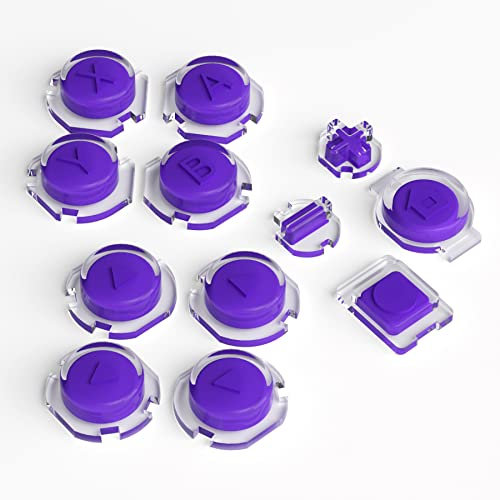 eXtremeRate 2 farbige Buttons für Nintendo Switch Joycon, Symbol-Tasten ABXY/D-Pad/Home/Aufnahme/Plus/Minus Knöpfe Ersatzteil für Switch OLED Joy Con-Lila&Clear