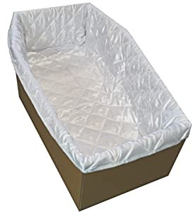 petbye Karton Tiersarg mit Satin Innenverkleidung - Größe XL für mittelgroße Haustiere 60x36x21 cm Haus-Tiersarg für Erdbestattung und Feuerbestattung Fester Papp-Sarg Tier-Sarg Extrastabil
