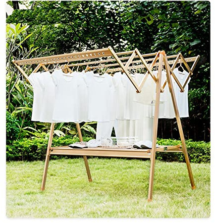 IXART Wäscheständer 5 Kleiderstangen große Kleiderregal 2 Stufe rollende Faltbare Kleiderregal Faltbarer Waschmaschine Trockner Kleidung Rack Rail Ständer mit Rollen Drying Rack/Clothes Drying Rack
