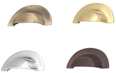 Infinity Decor Shell Cup Handles 105mm - Solid Brass Kitchen Cabinet Cupboard Door Drawer Furniture Pulls (Satin Chrome)