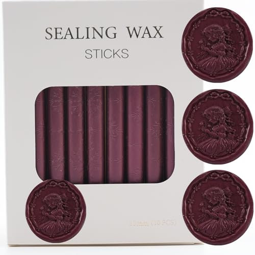 Berry Purple Sealing Wax Sticks, ONWINPOR 10 Pieces Glue Gun Wax Seal Sticks Wax Sticks, Easy Melting Wax Seal Sticks for 0.43'' Glue Gun Wax Sealing Sticks (10, Berry Purple)