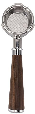 58mm Bottomless Portafilter, 3 Ears Design Portafilter with Solid Wood Handle for Coffee Machines (A Style Black Rosewood)