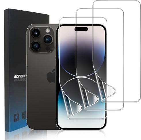 zonyee 3 Pack for iPhone 14 Pro Screen Protector Flexible Soft, Full Coverage Flexible HD Clear TPU Hydrogel Film for iPhone 14 Pro-6.1, High Sensitivity, Bubble Free, Anti-Fingerprint