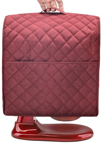 Abdeckung für Standmixer, kompatibel mit Kitchenaid Mixer, passend für alle Kippkopf- und Schüsselhebemodelle, mit 3 Organizer-Taschen für Zubehör. (Dunkelrot, für Schüsselheber von 5–8 Quart)