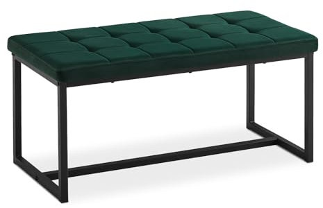 TUKAILAI Sitzbank esszimmer 100cm,sitzbank Flur mit samt Dickes Kissen Sitz, polsterbank mit Metallbeinen,bettbank garderobenbank küchenbank,sitzbank Garderobe Schlafzimmer Flur möbel (Grün)