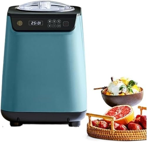 CYTBEK Ice Cream Machine, Fully Automatic Ice Cream Maker with Compressor, 135W, 1.2L Capacity, Keep-cool Function, Timer, Preparation Time: 30-40 min, LED Display, Easy Cleaning blue