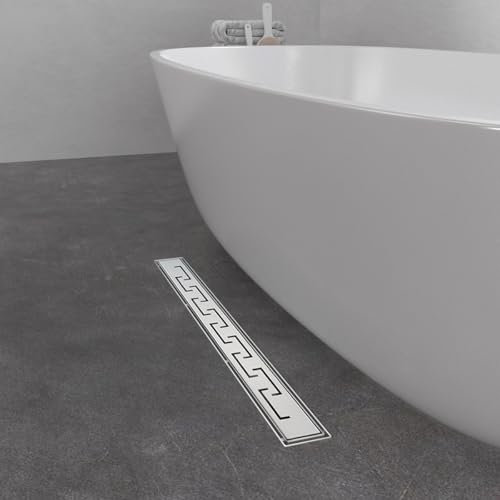 GY Bath Duschrinne 50cm Komplettset,Type C Bodenablauf Edelstahl Duschablauf,Siphon mit Geruchsstop, Haarsieb