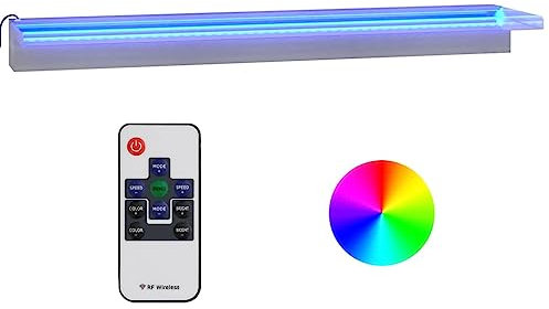 Fontaine de Piscine, Cascade de Piscine Lame d'eau Déversoir pour Cascade avec LED RVB INOX 90 cm