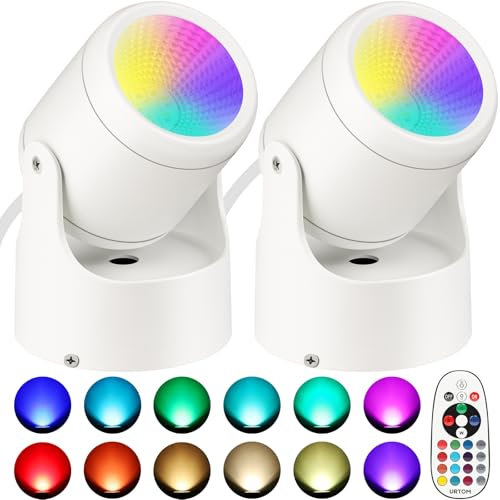 URTOM - 6W RGBW Indoor Elevated Lights & 16 Color Changing Indoor Lights with Remote, Dimmable Indoor LED Lights for Indoor and Plant Party, Pack
